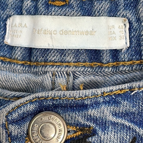 Zara Graffiti High Rise Cut Off Denim Jean Shorts Sz 10 - Picture 8 of 12